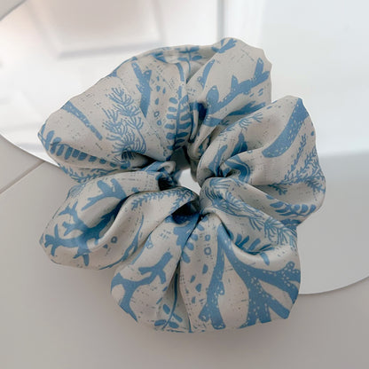 Blue Coral Satin Scrunchie