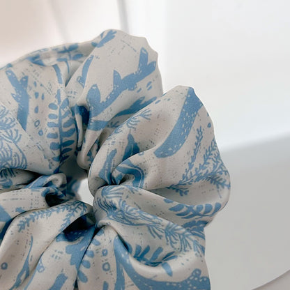 Blue Coral Satin Scrunchie