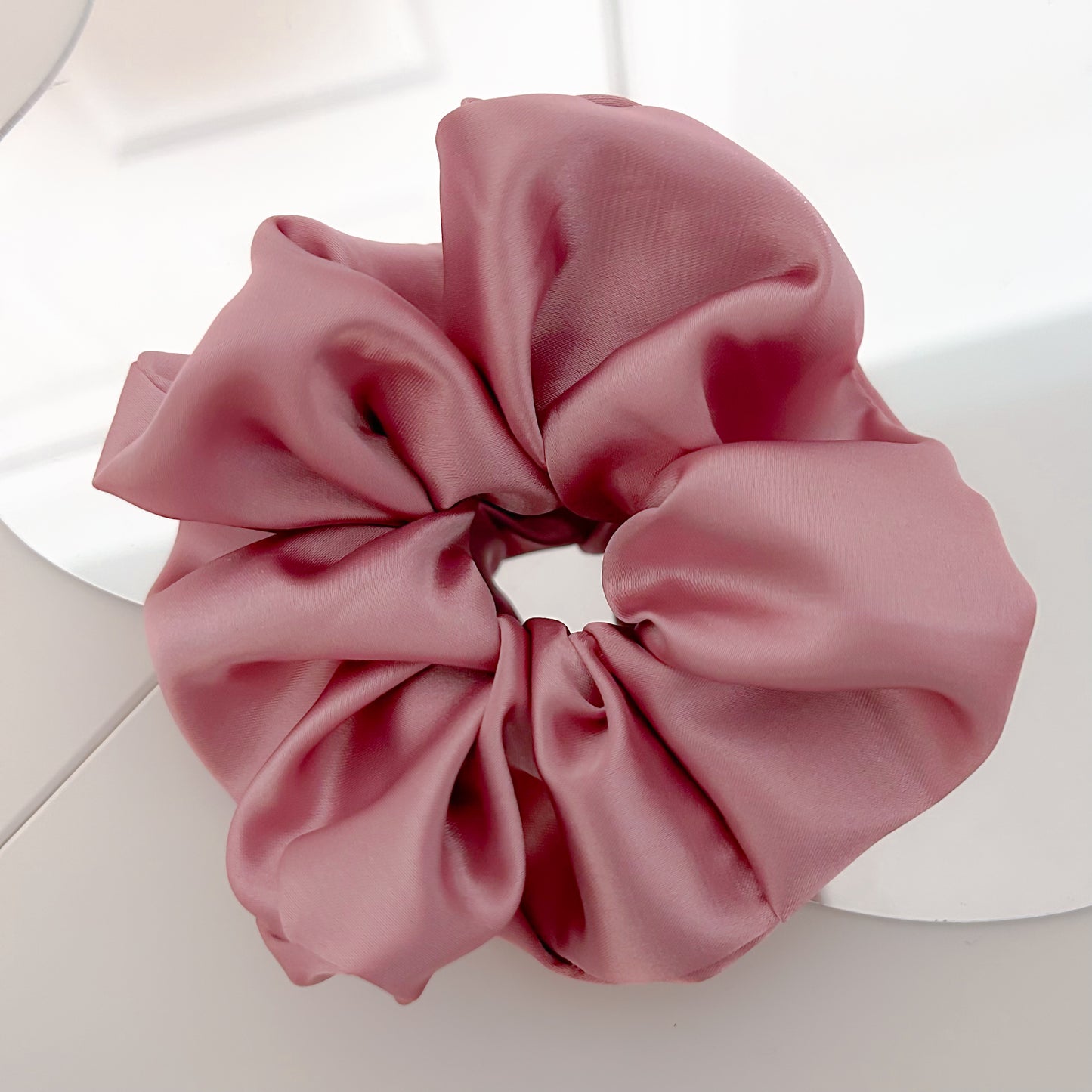 Dusty Rose Satin Scrunchie